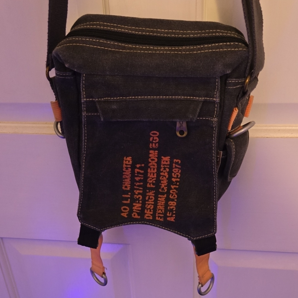 Stylish Black Canvas Crossbody Bag